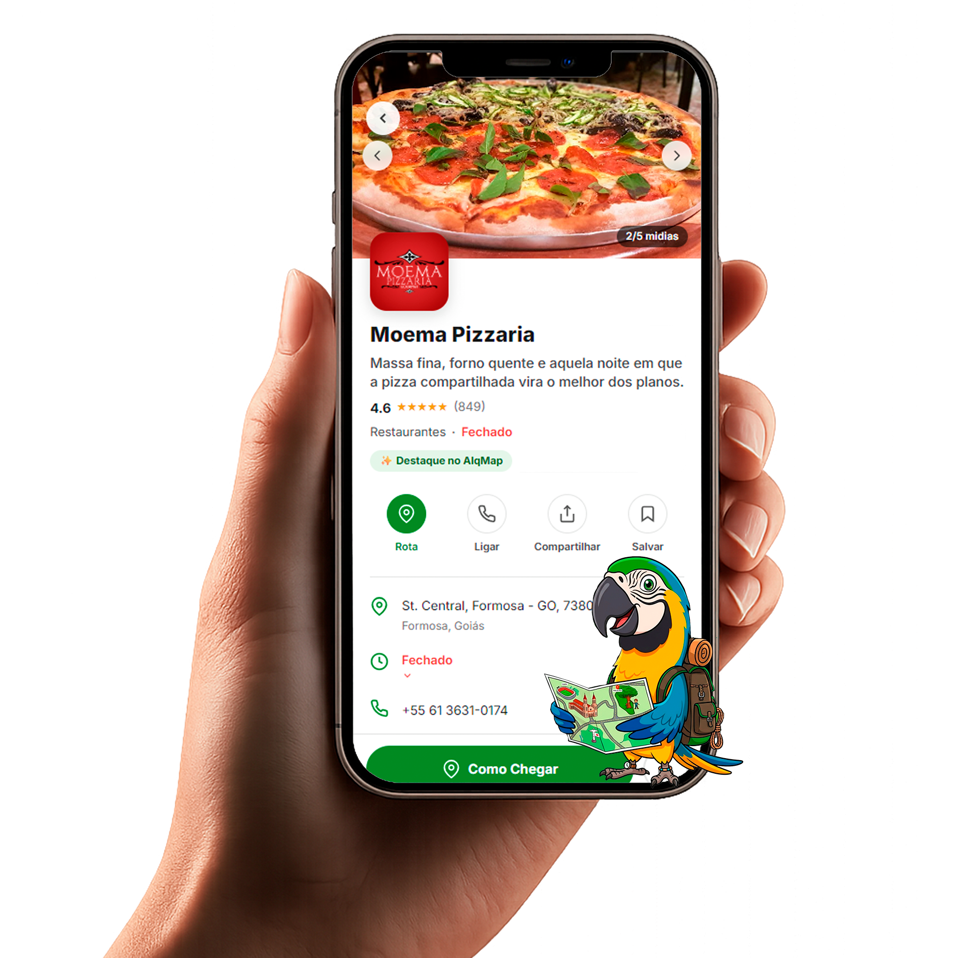 Mockup de celular com app AlqMap